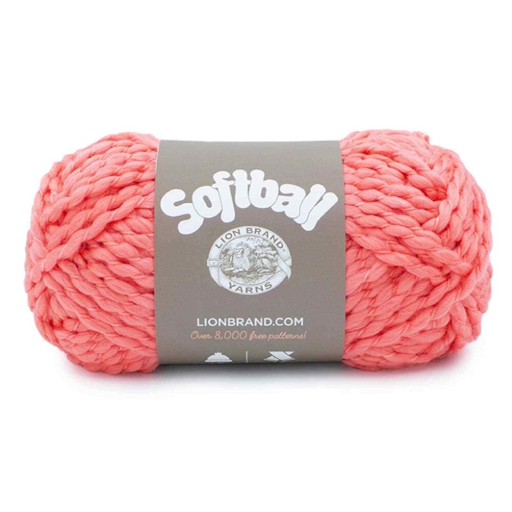 Lion Brand Softball Yarn Coral ish 1 Skein Juiced (Color 103) - Lot 15859
